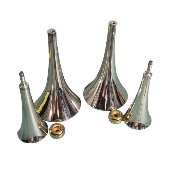 Dansk Designs Jens Quistgaard Japan Silver Plated Mid Century Pair Candlesticks - Picture 4 of 6